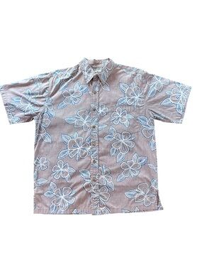 Men's Gray Floral Short-Sleeve Button-Down Shirt